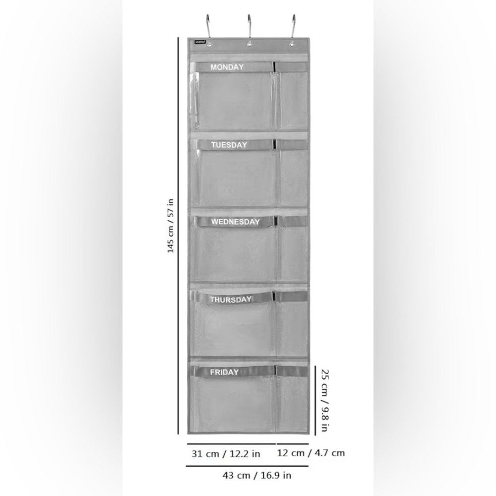 Weekly Hanging Organizer in Gray